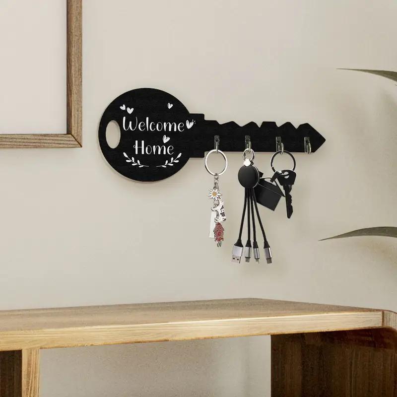 1pcs Vintage Wooden Key Shaped Key Hook Wall Decorative Hook Housewarming Gift Rustic Style Home Decor Halloween Thanksgiving Christmas Decoration