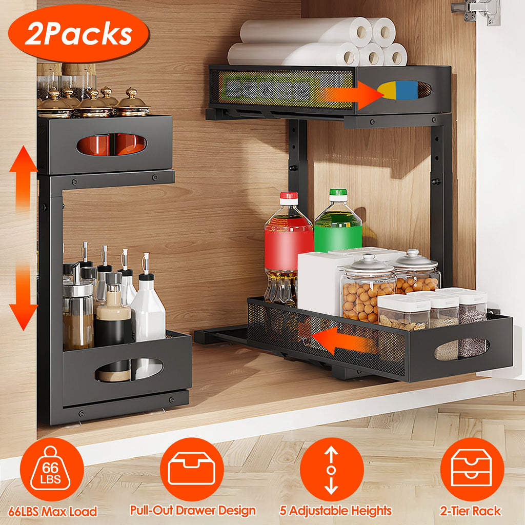 2-Pack Pull-Out Under Sink Organizer