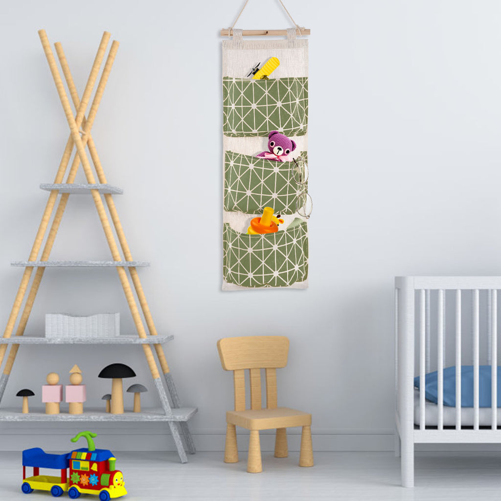 1Pc Wall Mounted Storage Bag Door Closet Hanging Storage Bag Organizer Waterproof 3 Pockets Pouch