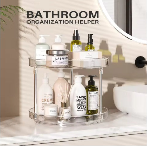 Pack Of 2 Double-layer Turntable Rotating Spice Rack Organization Spinning Organizer