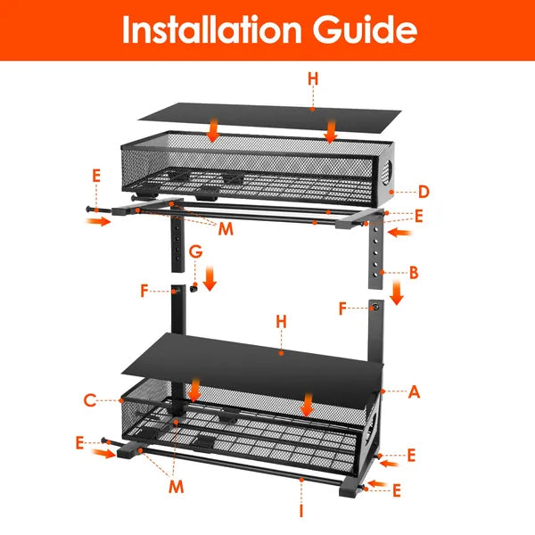 2Pcs Under Sink Organizer 2 Tier Pull Out Cabinet Baskets Storage Shelf Sliding Storage Drawers Rack With 5 Adjustable Height Mesh Baskets For Home Kitchen Bathroom Office