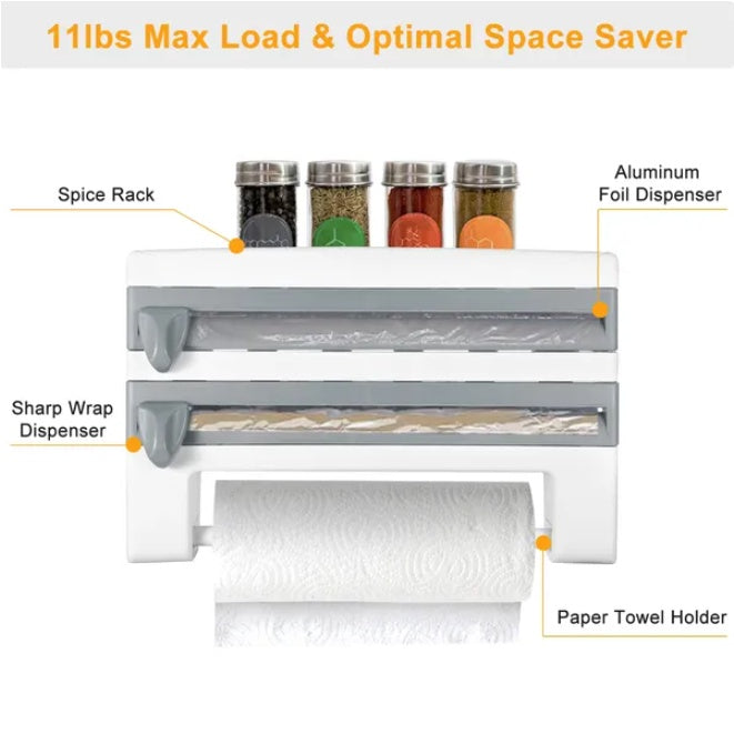 Kitchen Roll Distributor, Paper Roll Holder, Plastic Film Foil Organizer