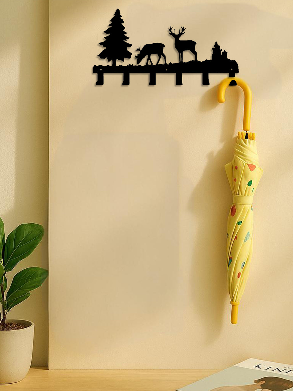 Wall Metal Elk Key Hook Rack - Wall Organizer For Clothes, Bags Entryway Decor