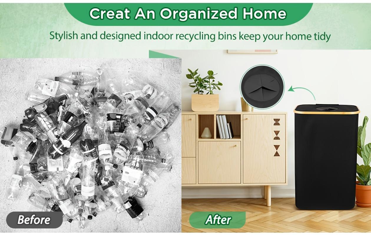 Kitchen  Recyclable Trash Can 26 Gallons Removable Reusable Inner Bag With Lid Bottle Plastic Waste Kitchen Trash Can