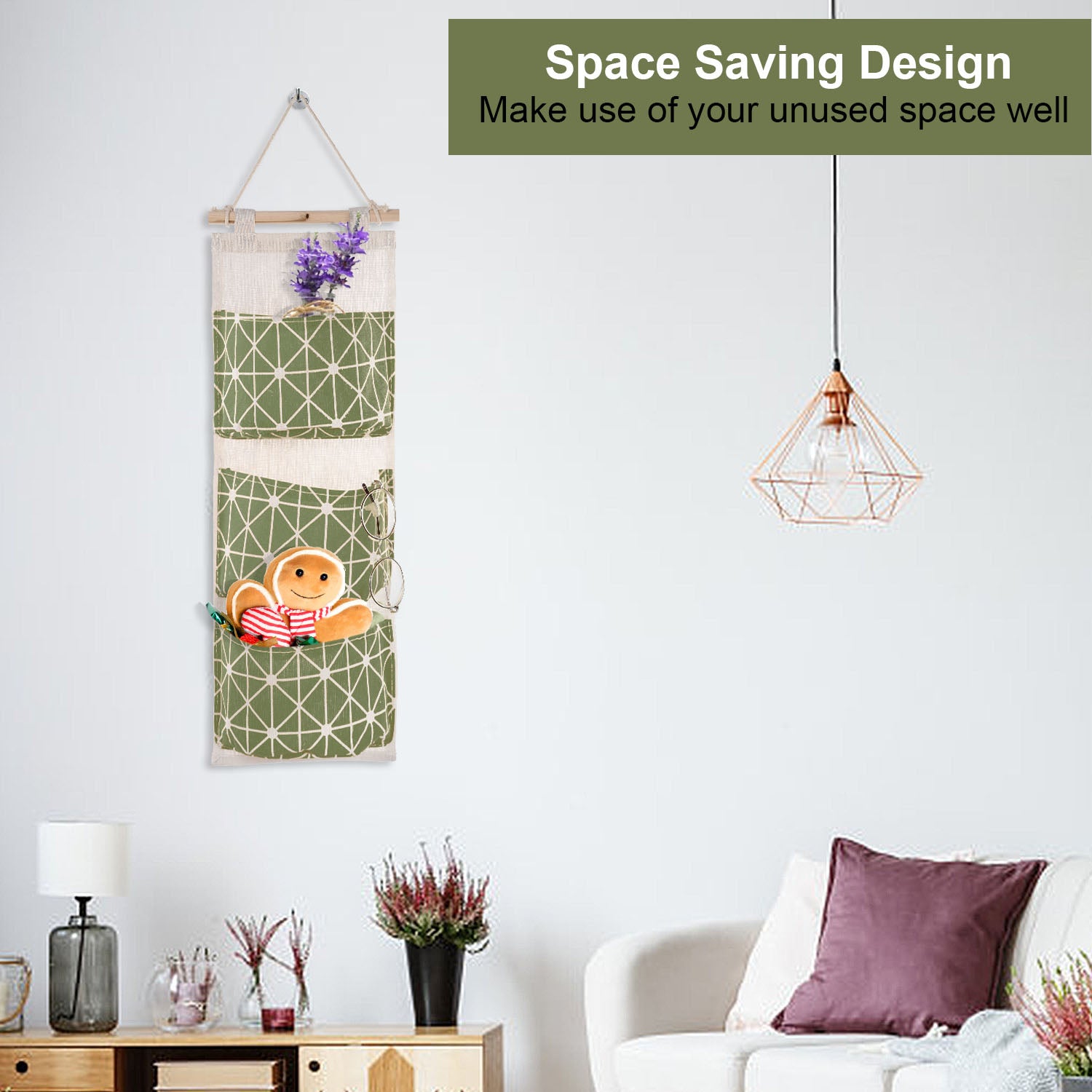 1Pc Wall Mounted Storage Bag Door Closet Hanging Storage Bag Organizer Waterproof 3 Pockets Pouch