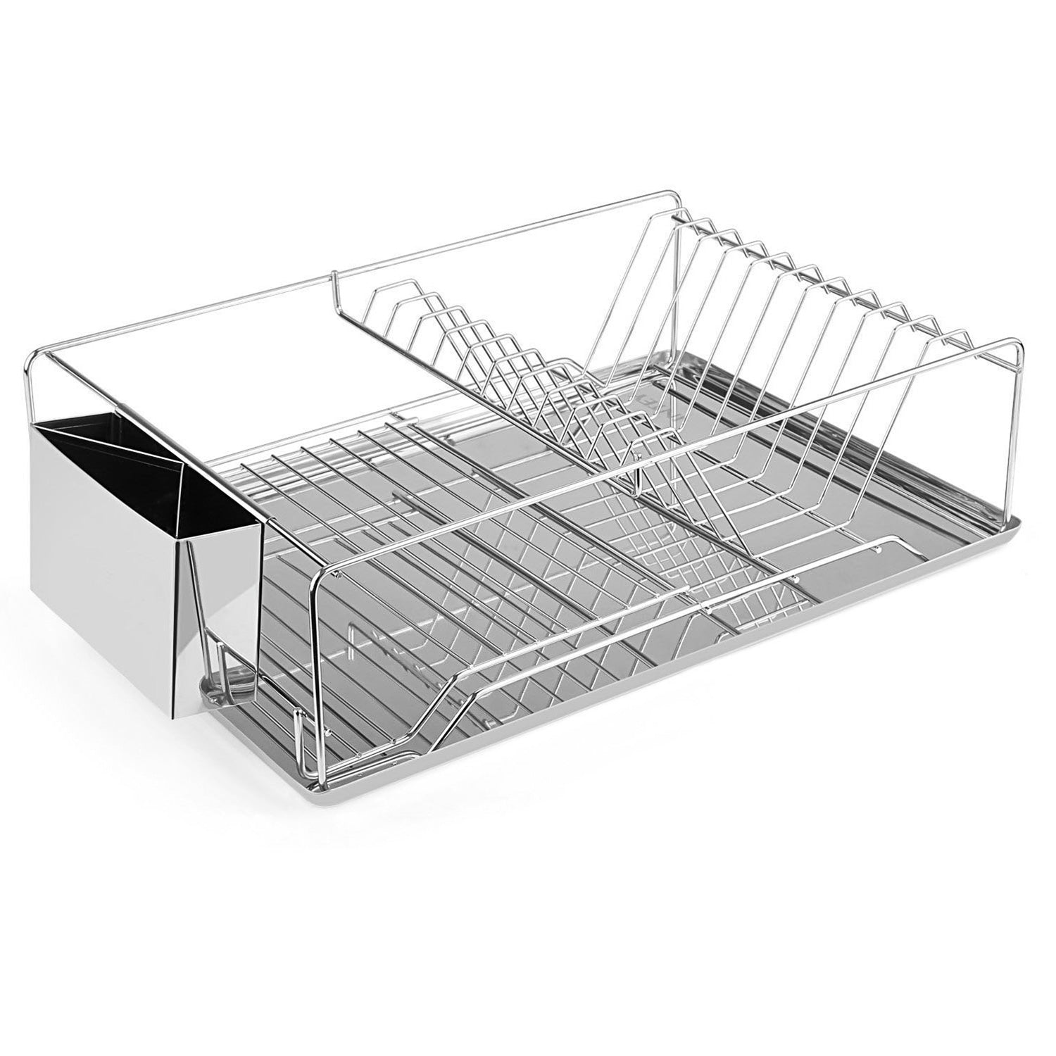 2 Size Optional Dish Drying Rack Stainless Steel Dish Rack With Drainboard Cutlery Holder Kitchen Dish Organizer