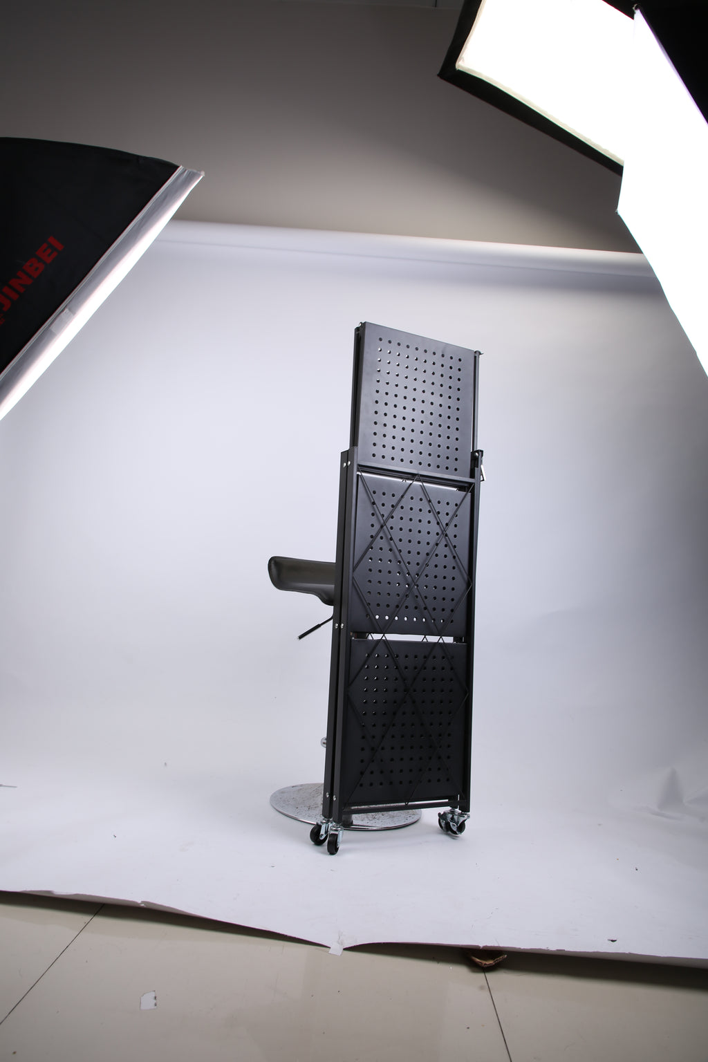 1Pc 3Tier Foldable Storage Shelf With Lockable Wheels No Assembly Rolling Utility Shelf Heavy Duty Collapsible Organizer Rack For Kitchen Living Room Basement Pantry Bedroom