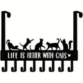 Over-The-Door Cat Organizer,8 Multi-Purpose Hooks For Wall Or Door, Home Storage
