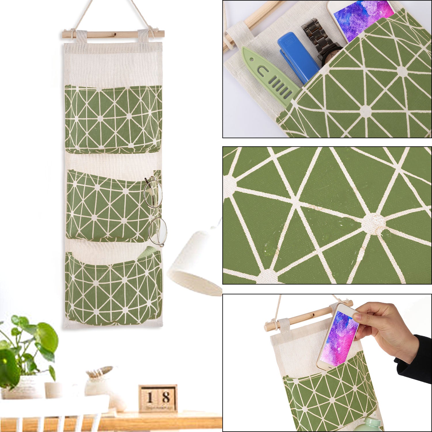 1Pc Wall Mounted Storage Bag Door Closet Hanging Storage Bag Organizer Waterproof 3 Pockets Pouch