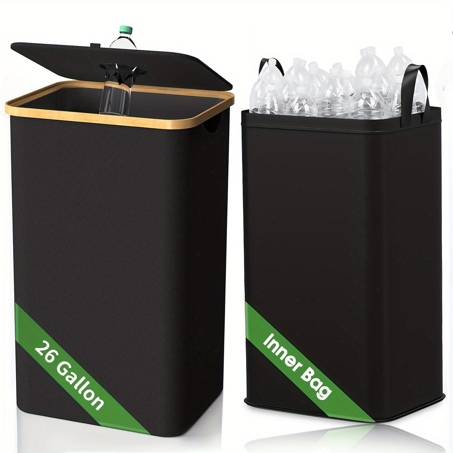 Kitchen  Recyclable Trash Can 26 Gallons Removable Reusable Inner Bag With Lid Bottle Plastic Waste Kitchen Trash Can