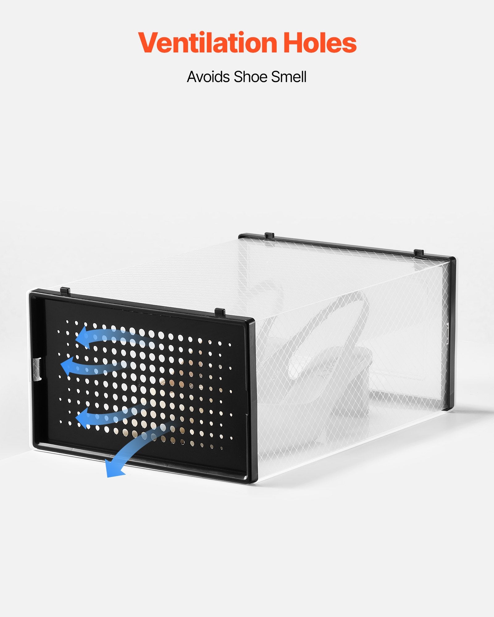 Shoe Storage Boxes, 12 Pack Stackable Shoe Boxes Storage Organizers, Fit Up To US Size 11, Plastic Modular Space Saving Sneaker Containers For Storing High Heels, Boots, And Hats, Black Frame