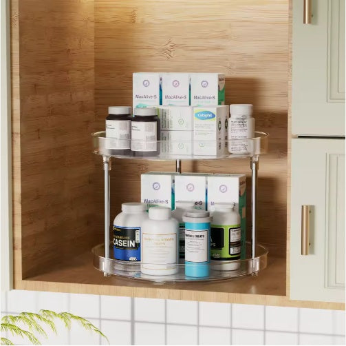 Pack Of 2 Double-layer Turntable Rotating Spice Rack Organization Spinning Organizer