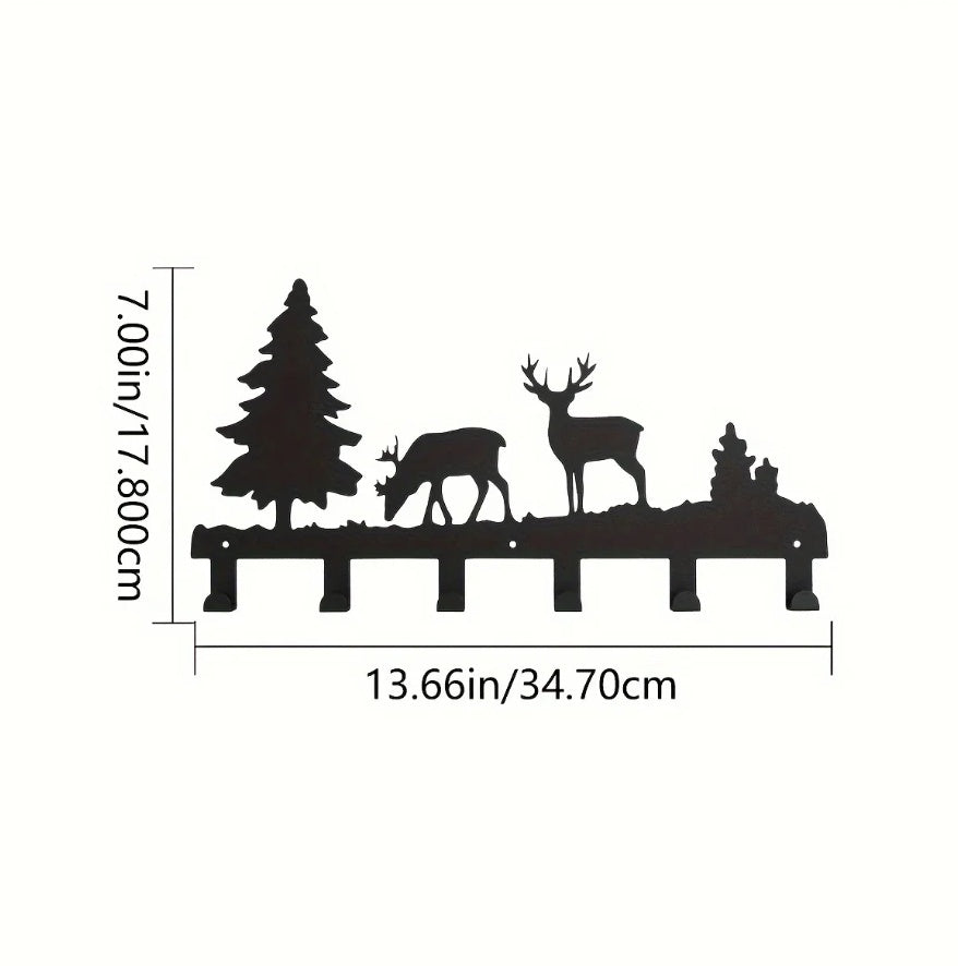 Wall Metal Elk Key Hook Rack - Wall Organizer For Clothes, Bags Entryway Decor