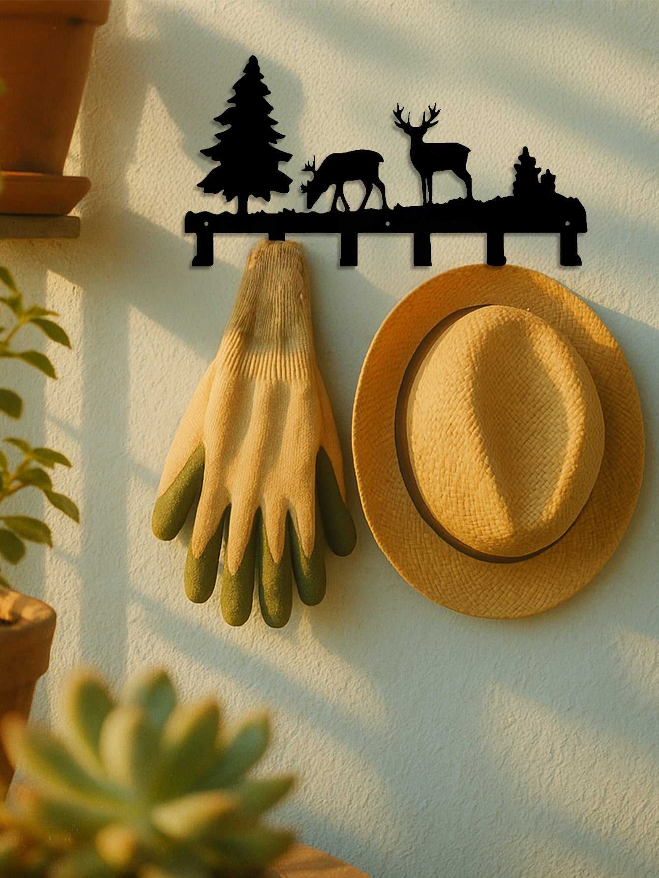 Wall Metal Elk Key Hook Rack - Wall Organizer For Clothes, Bags Entryway Decor